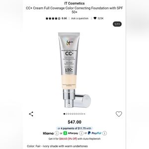 for Mary 2x IT Cosmetics CC+ Cream Full Coverage with SPF 50